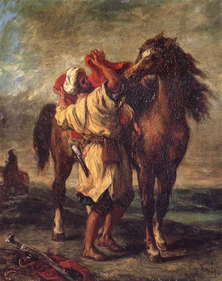 Arab Sadding His Horse